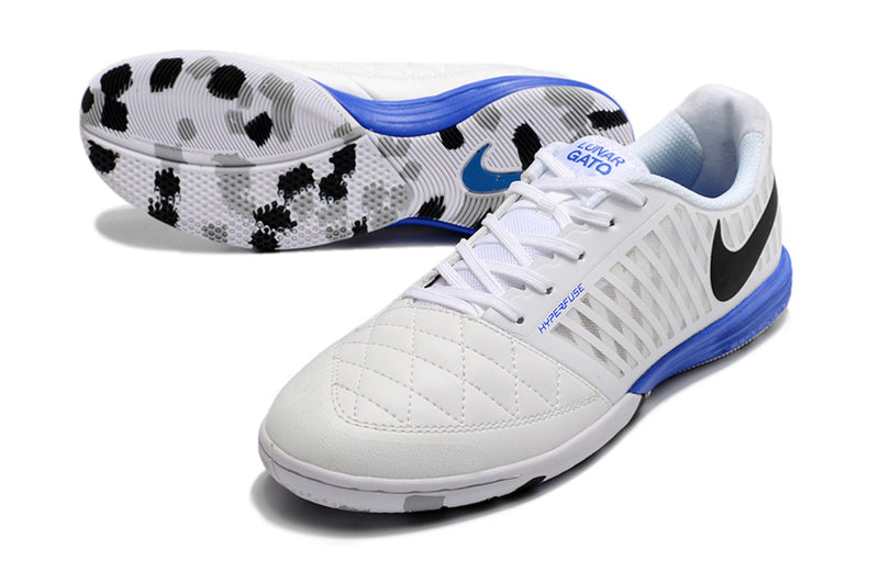 Chuteira Nike Lunar Gato II Futsal Branco/Azul