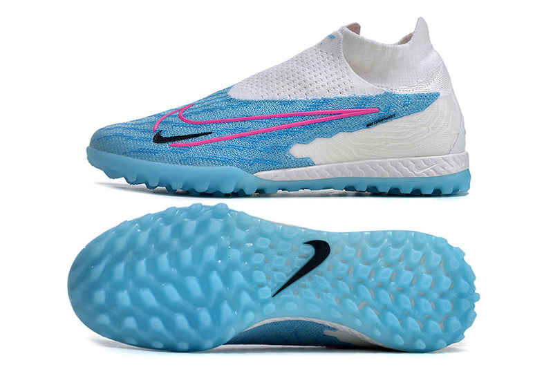 Chuteira Nike Phantom GX Pro Society cano azul