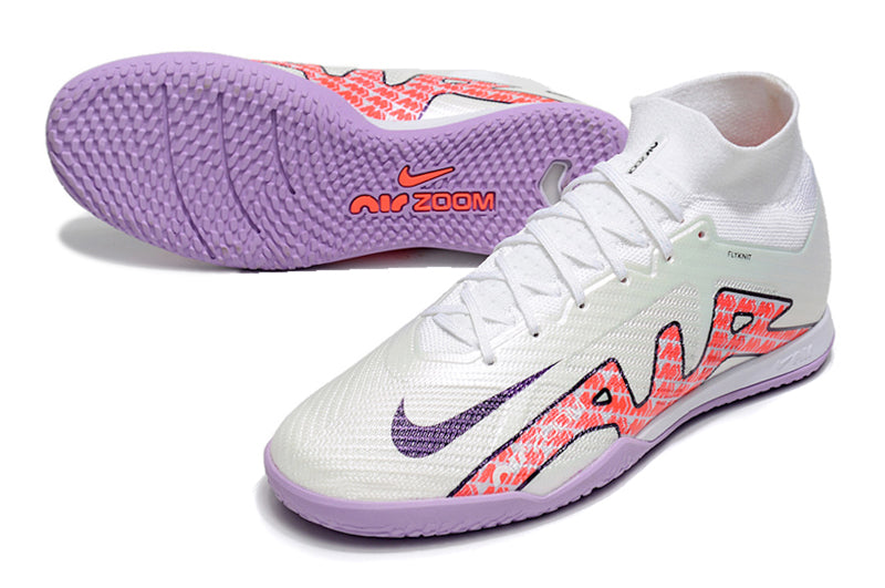 Chuteira Futsal Nike Air Zoom Mercurial Superfly 9 Elite Branco e Vermelho