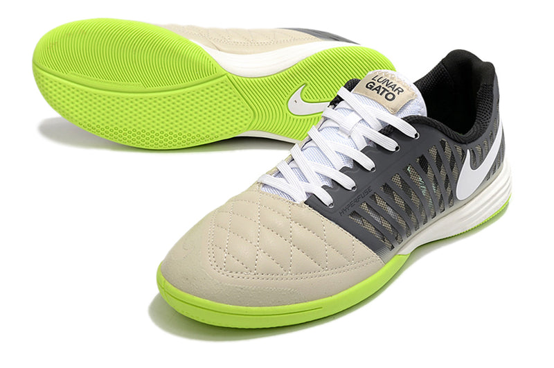 Chuteira Nike Lunar Gato II Futsal Cinza/verde