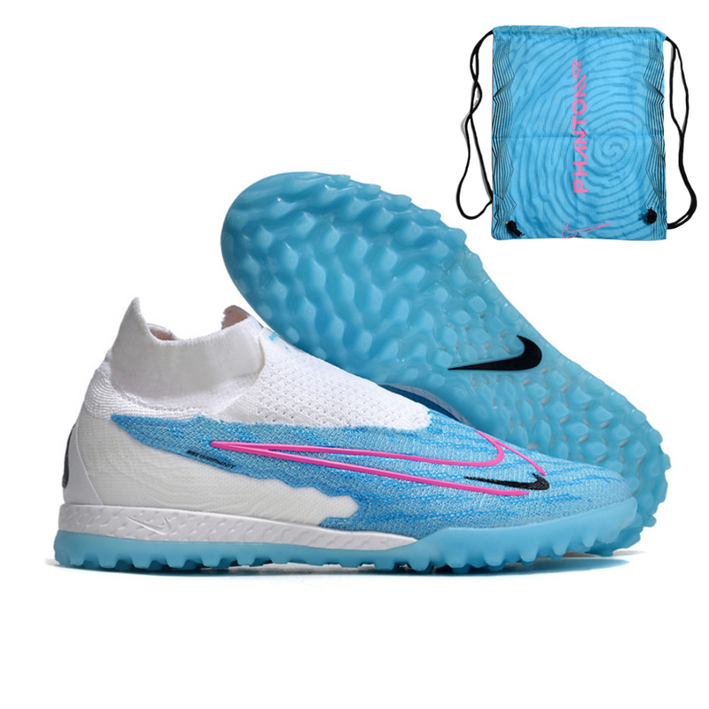 Chuteira Nike Phantom GX Pro Society cano azul