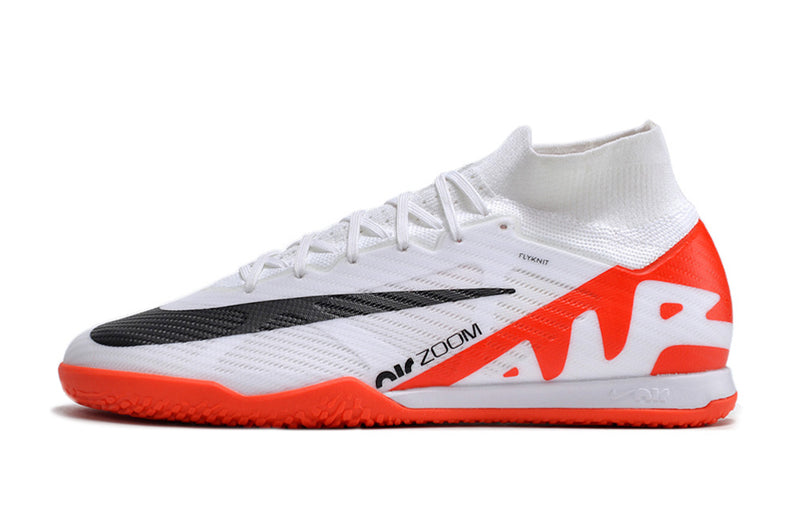 Chuteira Nike Air Zoom Mercurial Superfly 9 Elite Futsal Branca e Laranja