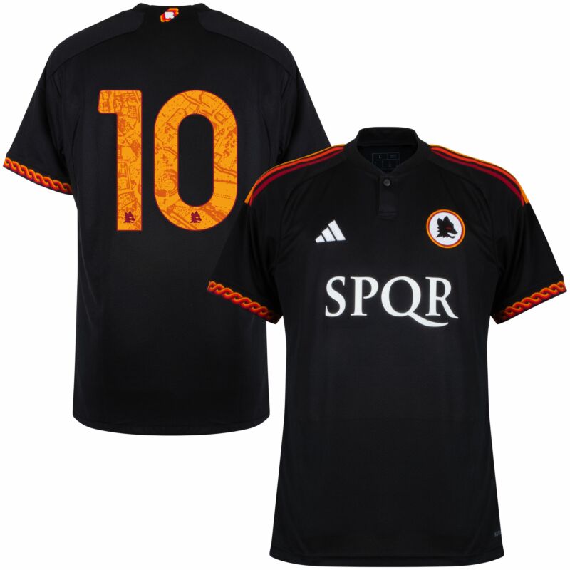 Camisa AS Roma 3rd n° 10 Patrocinador SPQR 2023-2024 (impressão oficial)