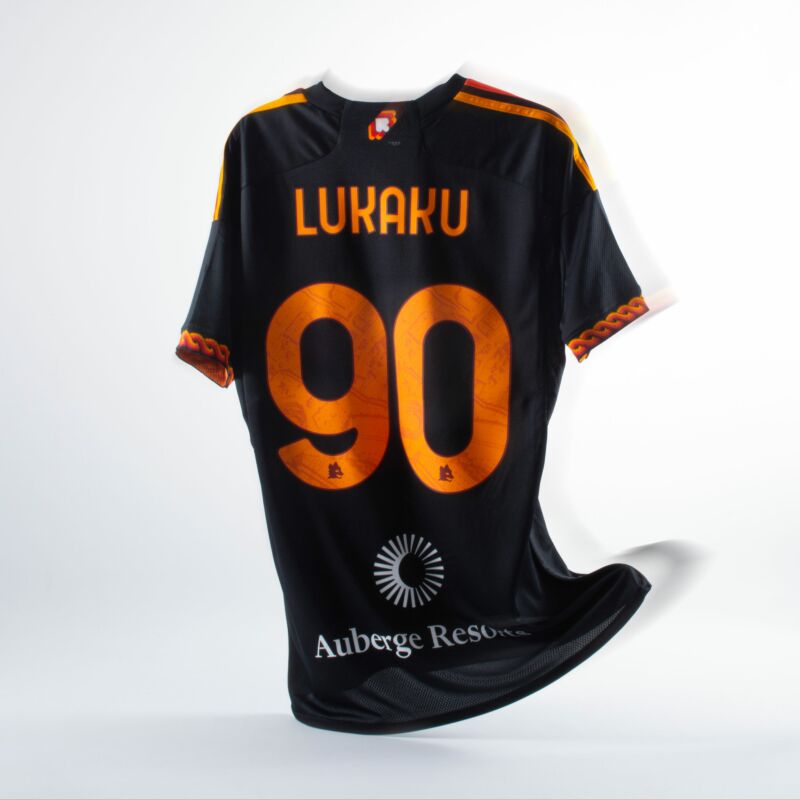 Camisa AS Roma 3rd Lukaku n° 90 Patrocinador SPQR 2023-2024 (impressão oficial)