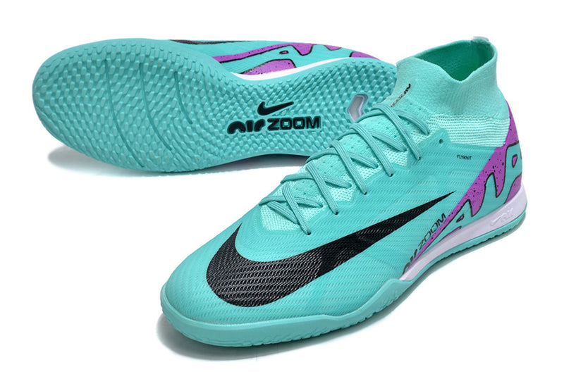 Chuteira Nike Air Zoom Mercurial Superfly 9 Elite Futsal Azul Rosa