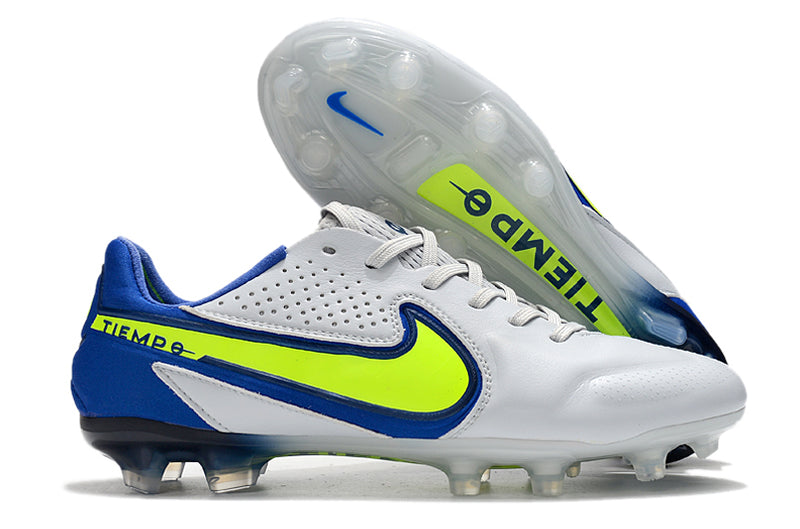 Chuteira de campo Nike Tiempo Legend 9 FG Elite Branco/Azul