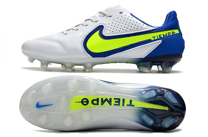 Chuteira de campo Nike Tiempo Legend 9 FG Elite Branco/Azul