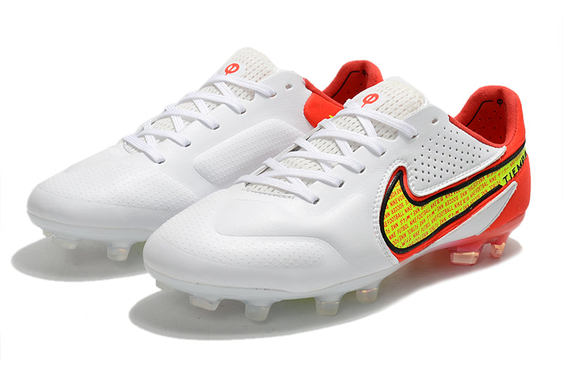 Chuteira Nike Tiempo Legend 9 Elite Branco/Laranja Campo